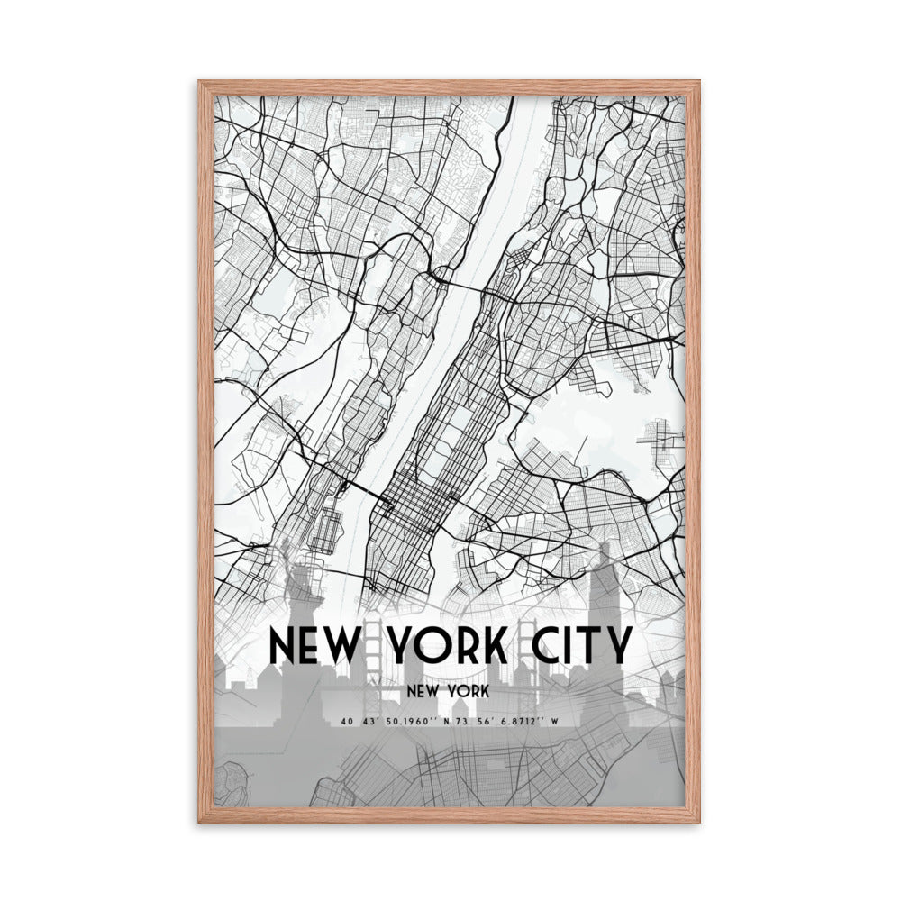 New York City Map Framed Print