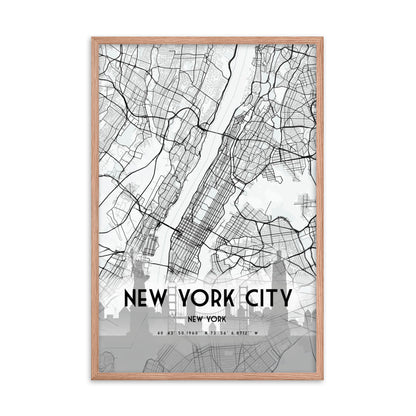 New York City Map Framed Print