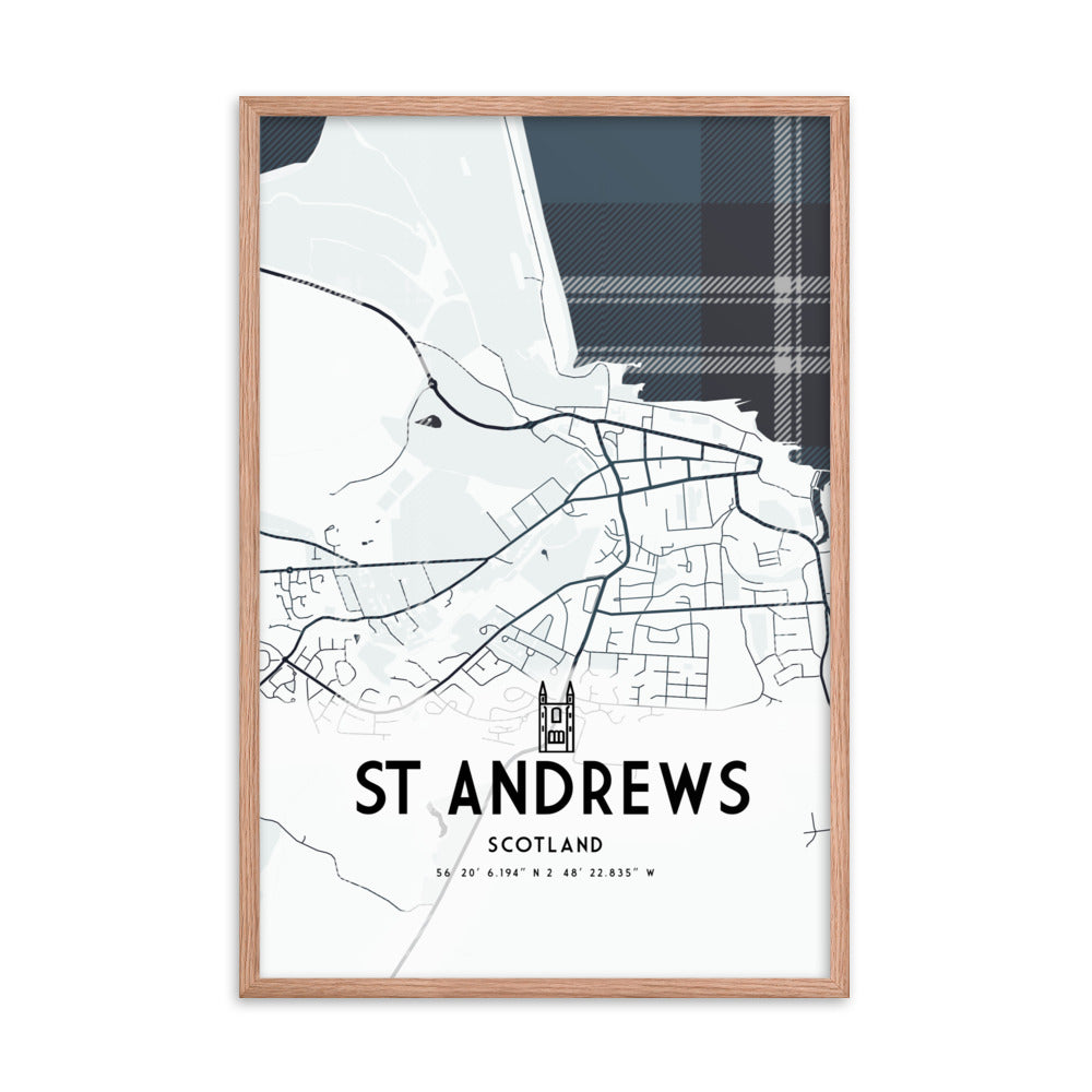 St Andrews Map Framed Print