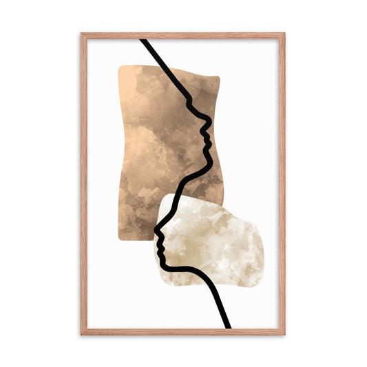 Double Face Line Art Framed Print