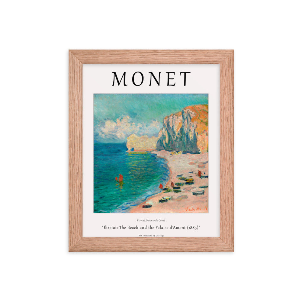 Étretat: The Beach and the Falaise d’Amont by Claude Monet Framed Print