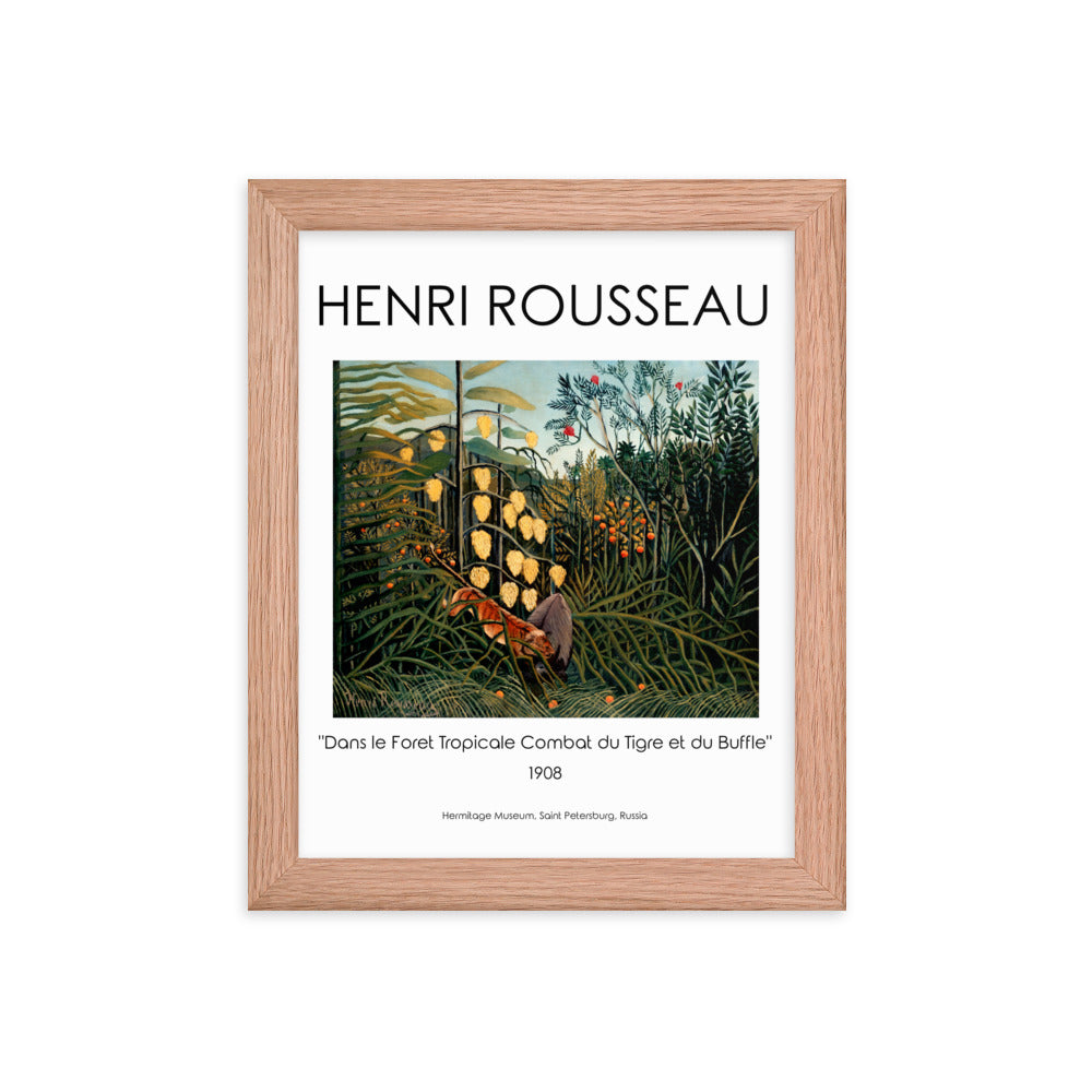 Henri Rousseau - Tropical Forest: Battling Tiger and Buffalo Framed Print