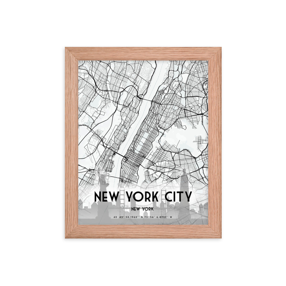 New York City Map Framed Print