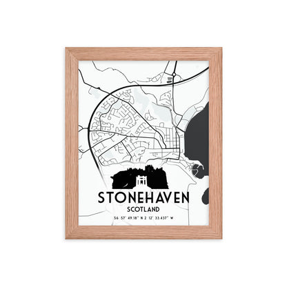 Stonehaven Map Framed Print