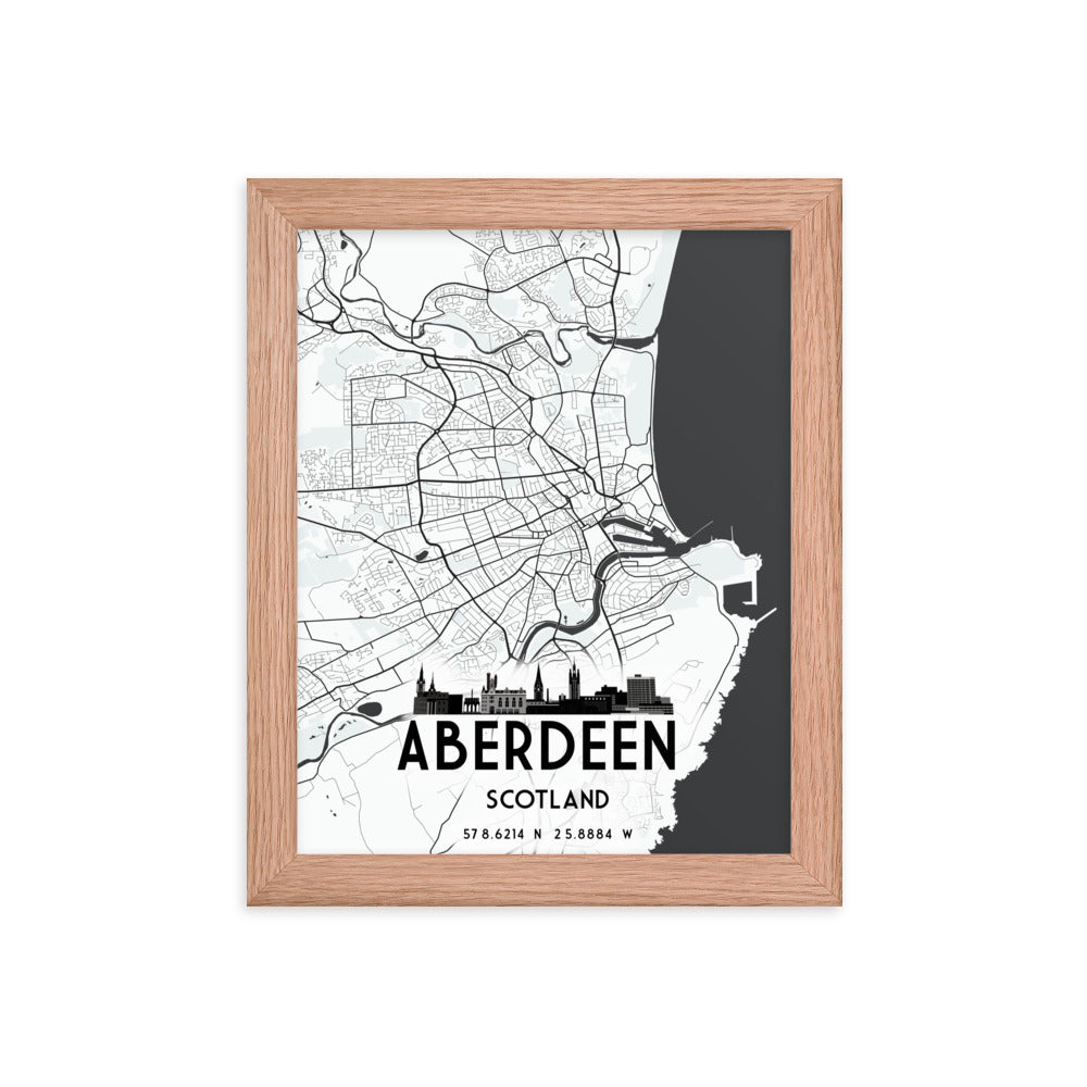 Aberdeen Map Framed Print