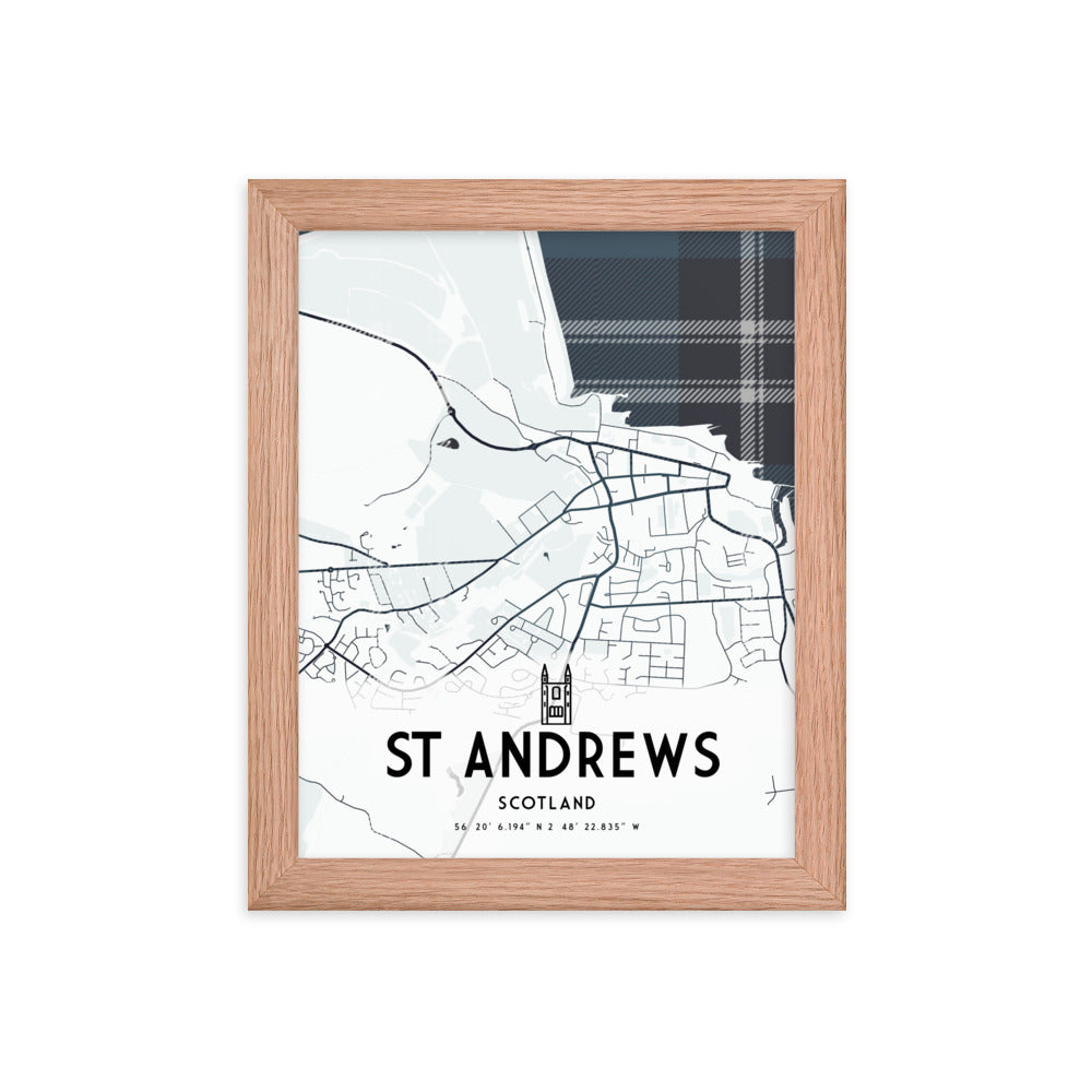 St Andrews Map Framed Print