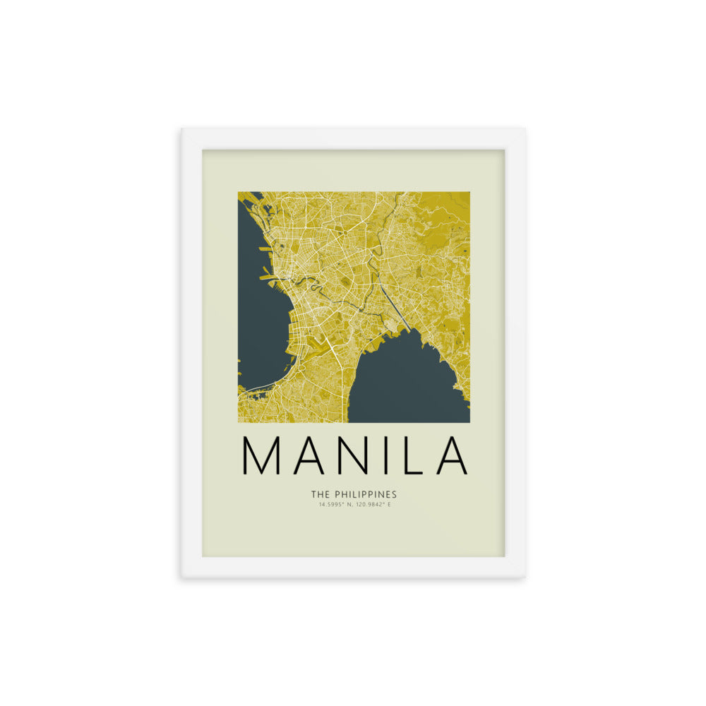 Manila Map Framed Print