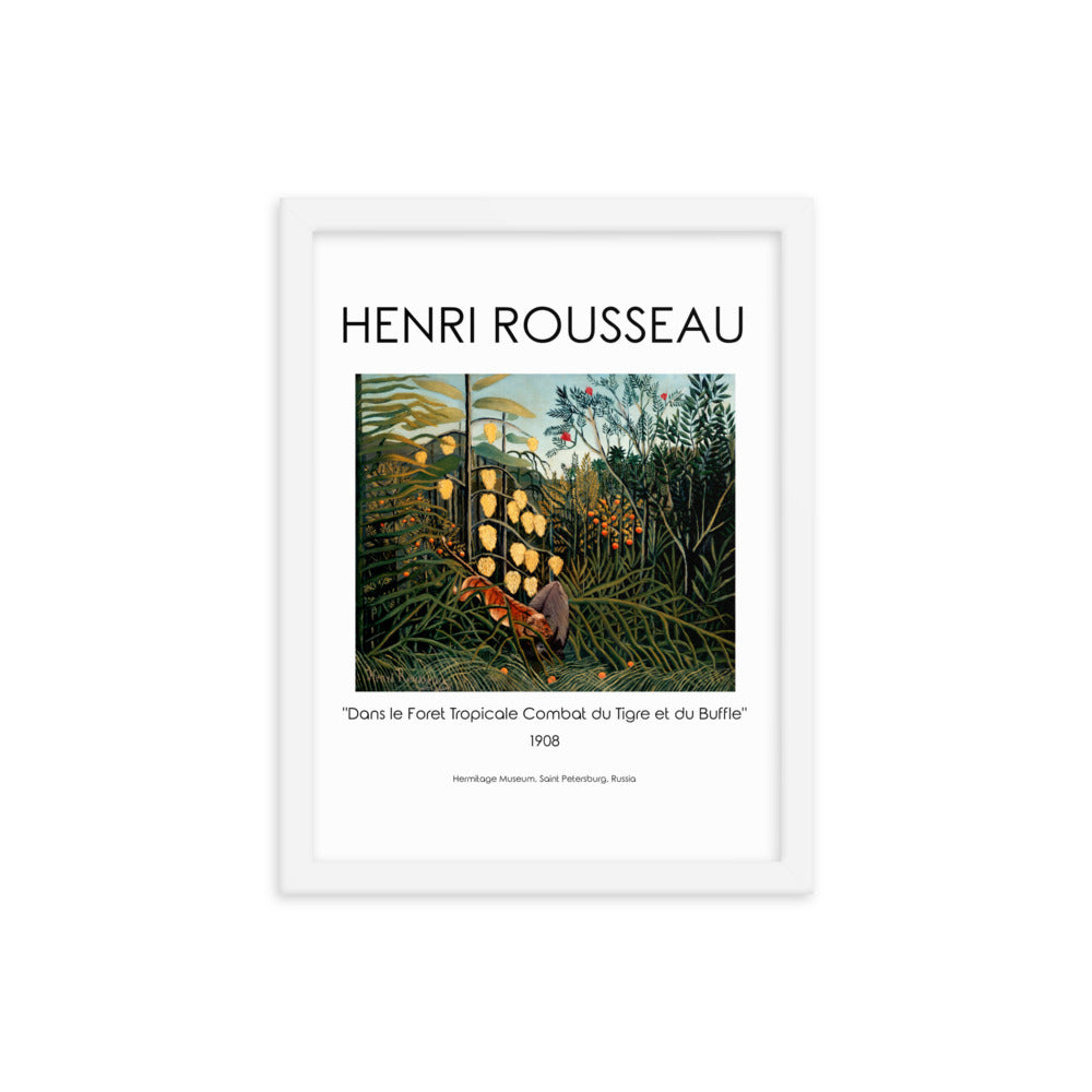 Henri Rousseau - Tropical Forest: Battling Tiger and Buffalo Framed Print