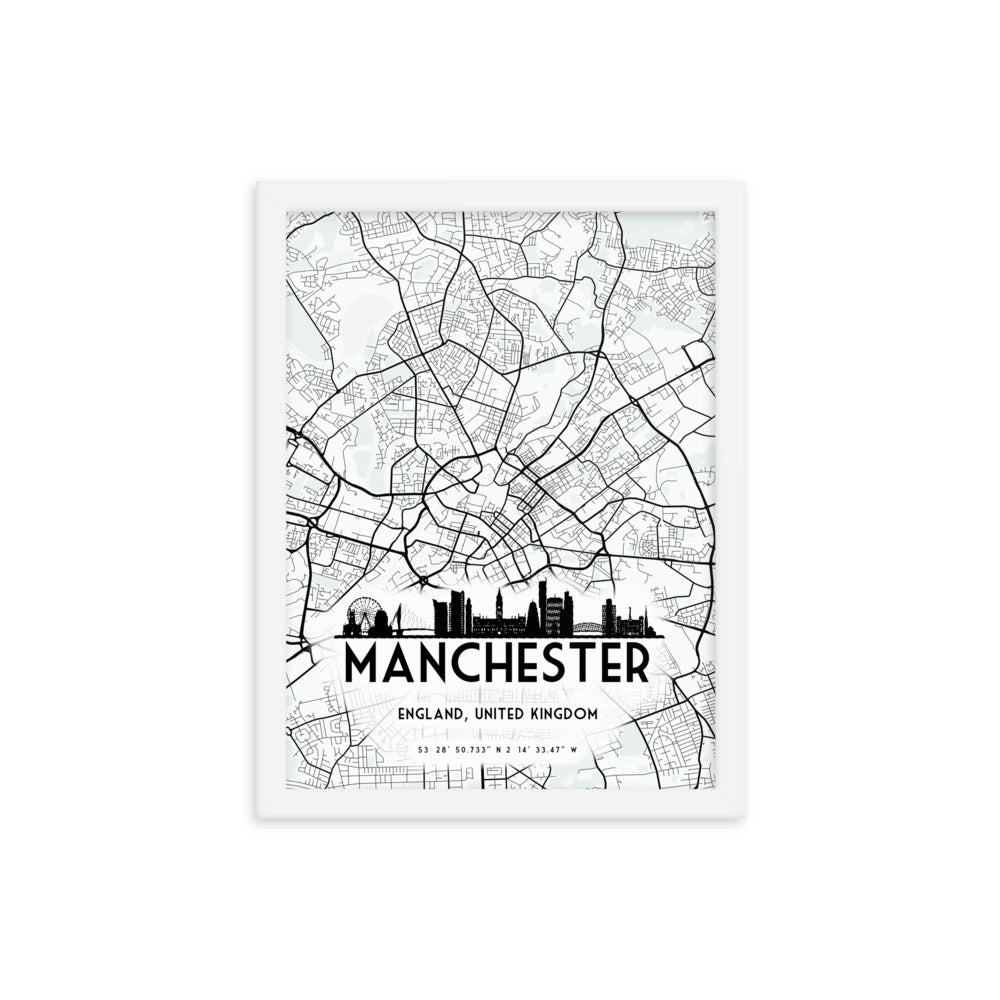 Manchester Map Framed Print