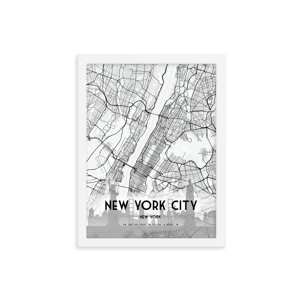 New York City Map Framed Print