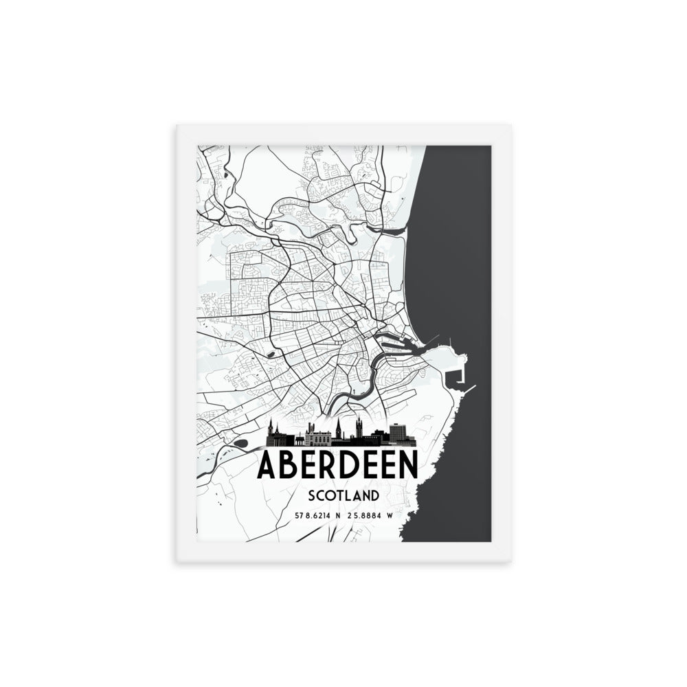 Aberdeen Map Framed Print