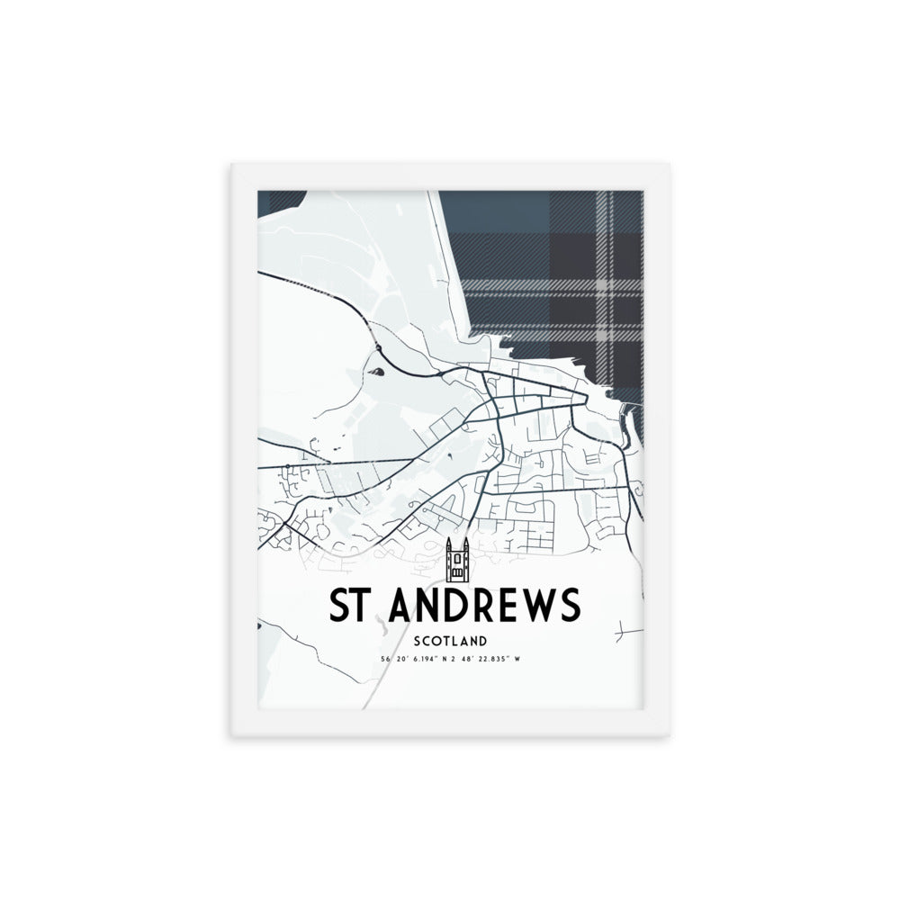 St Andrews Map Framed Print