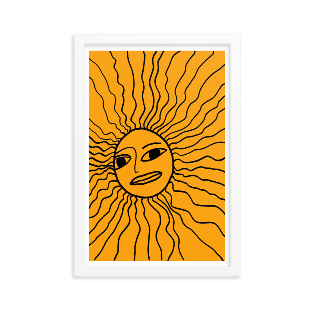 Abstract Doodled Sun Framed Print