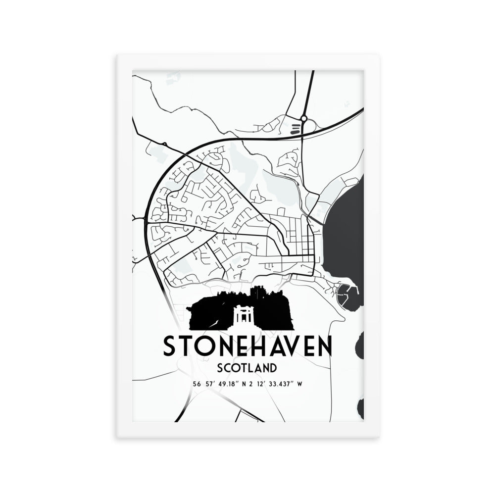 Stonehaven Map Framed Print