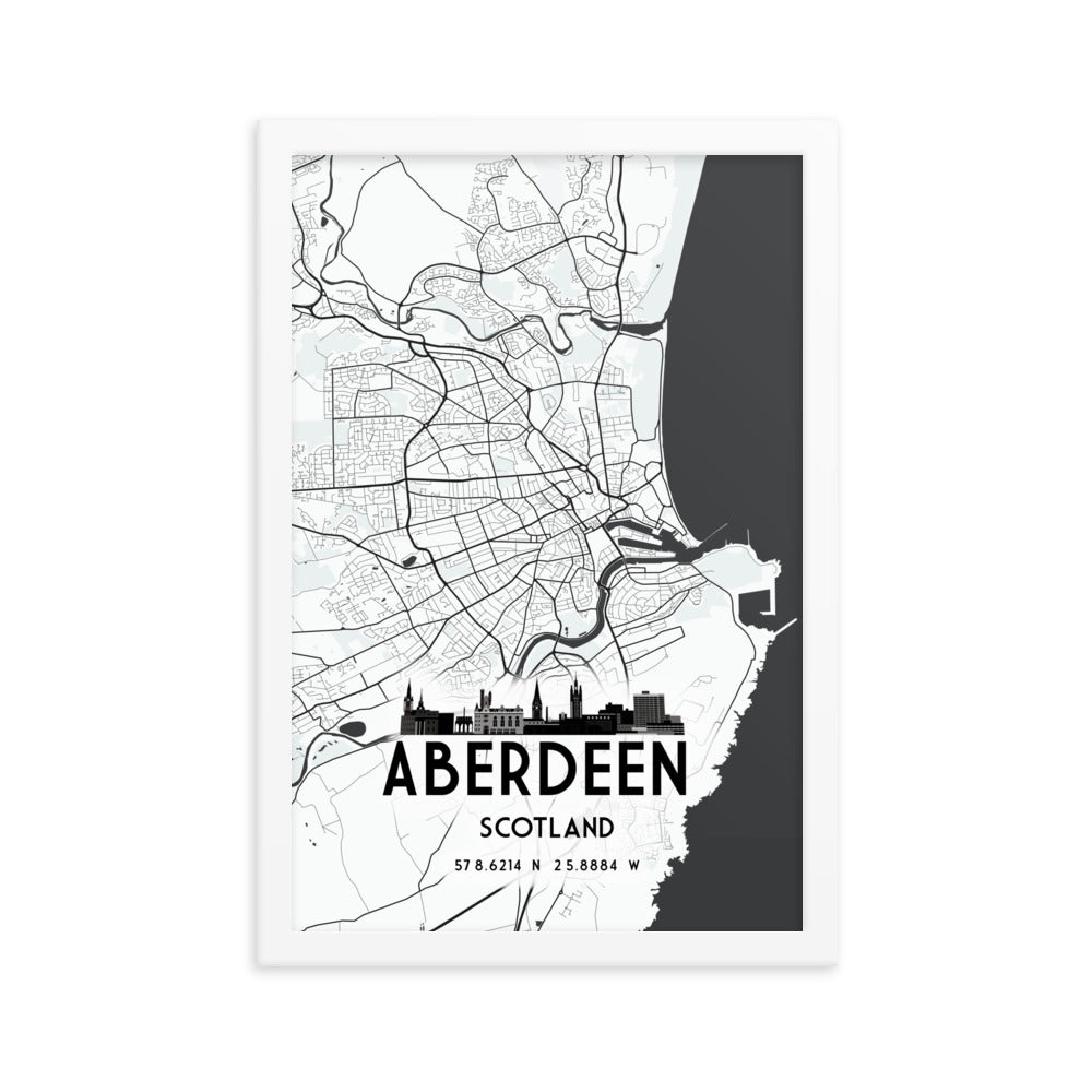 Aberdeen Map Framed Print