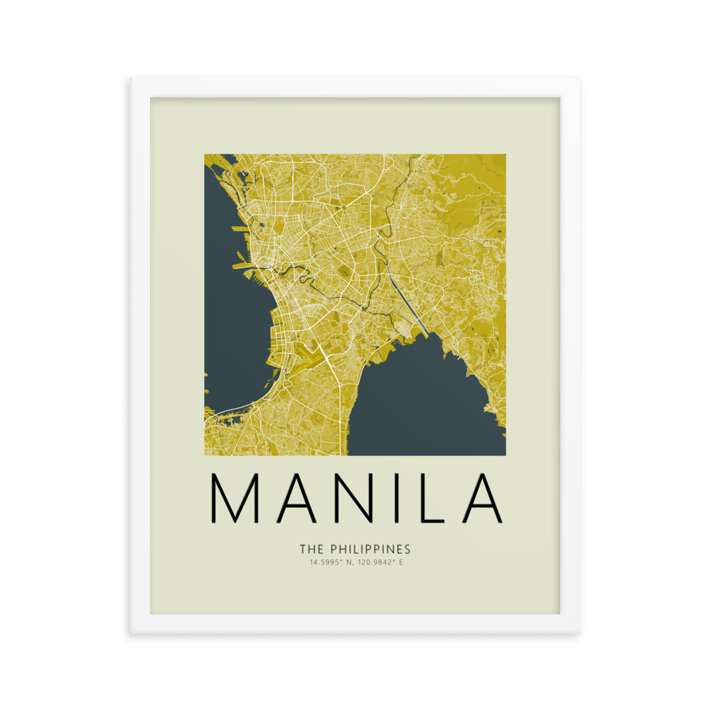 Manila Map Framed Print