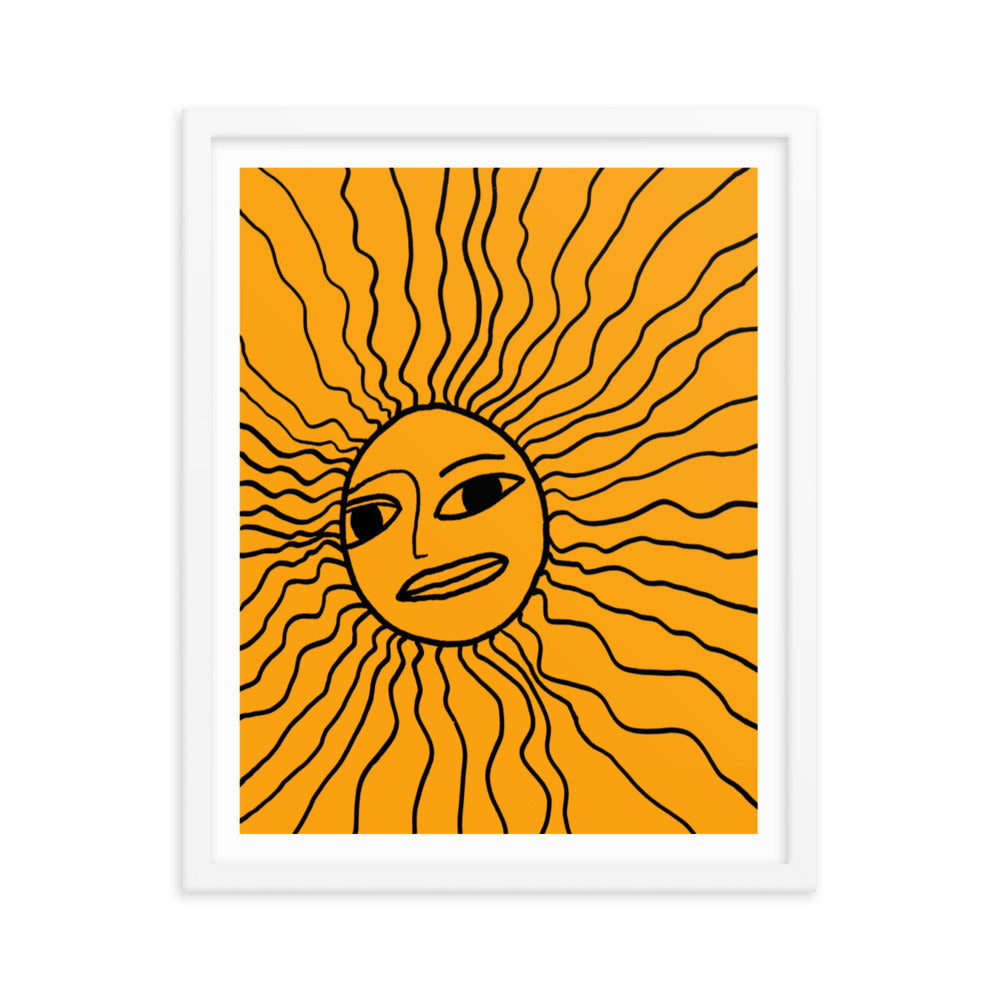 Abstract Doodled Sun Framed Print