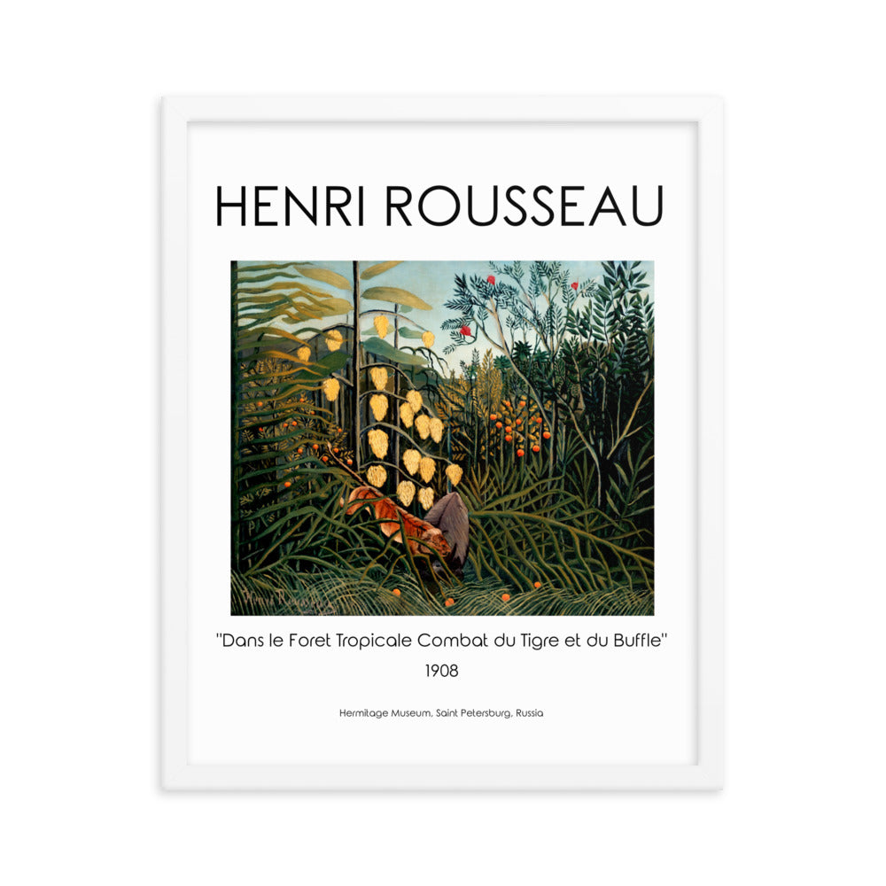 Henri Rousseau - Tropical Forest: Battling Tiger and Buffalo Framed Print