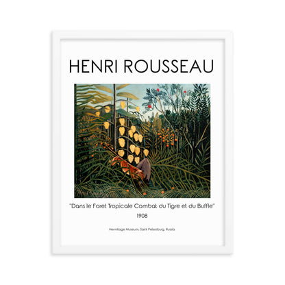 Henri Rousseau - Tropical Forest: Battling Tiger and Buffalo Framed Print