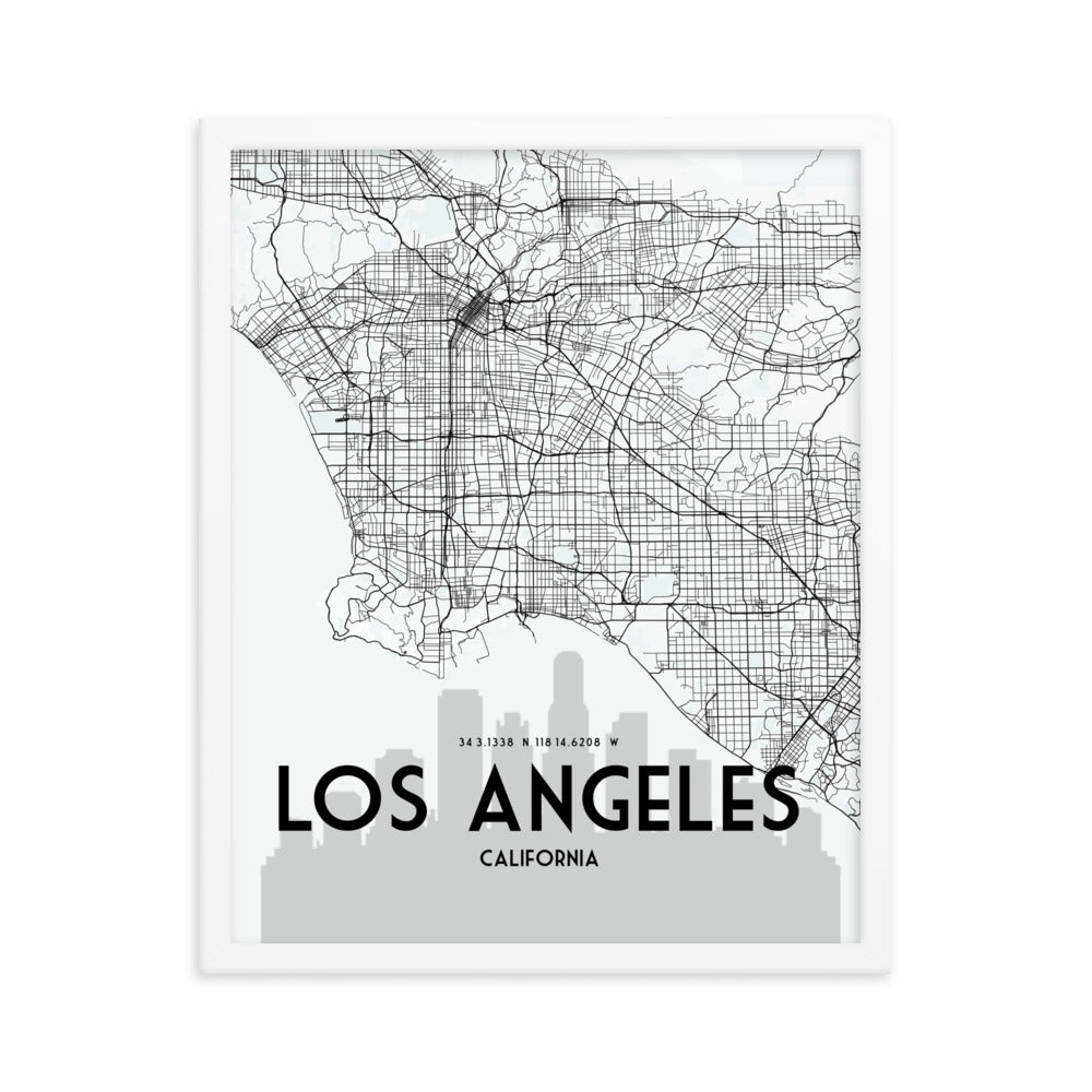 Los Angeles Map Framed Print