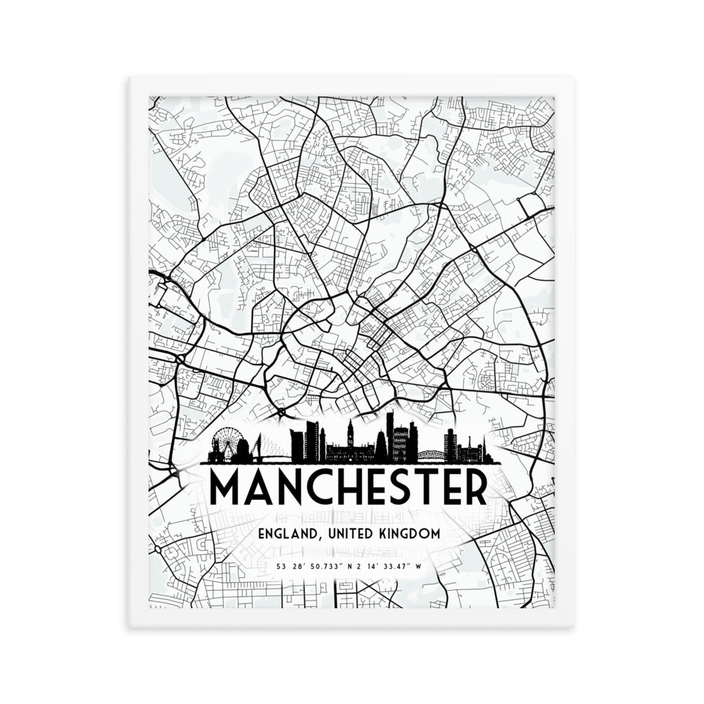 Manchester Map Framed Print