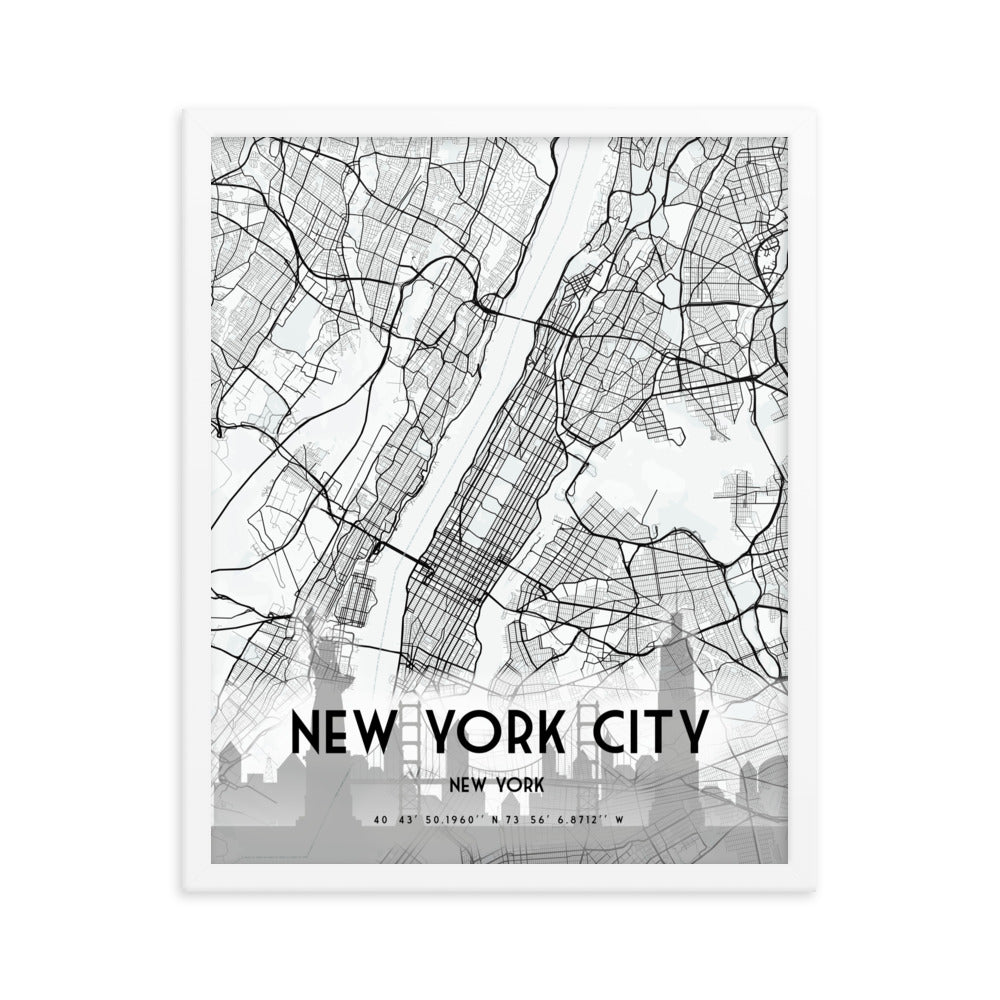 New York City Map Framed Print