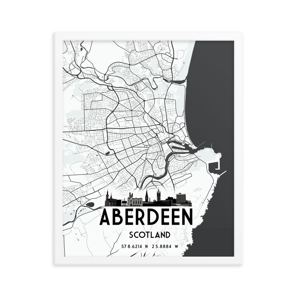 Aberdeen Map Framed Print