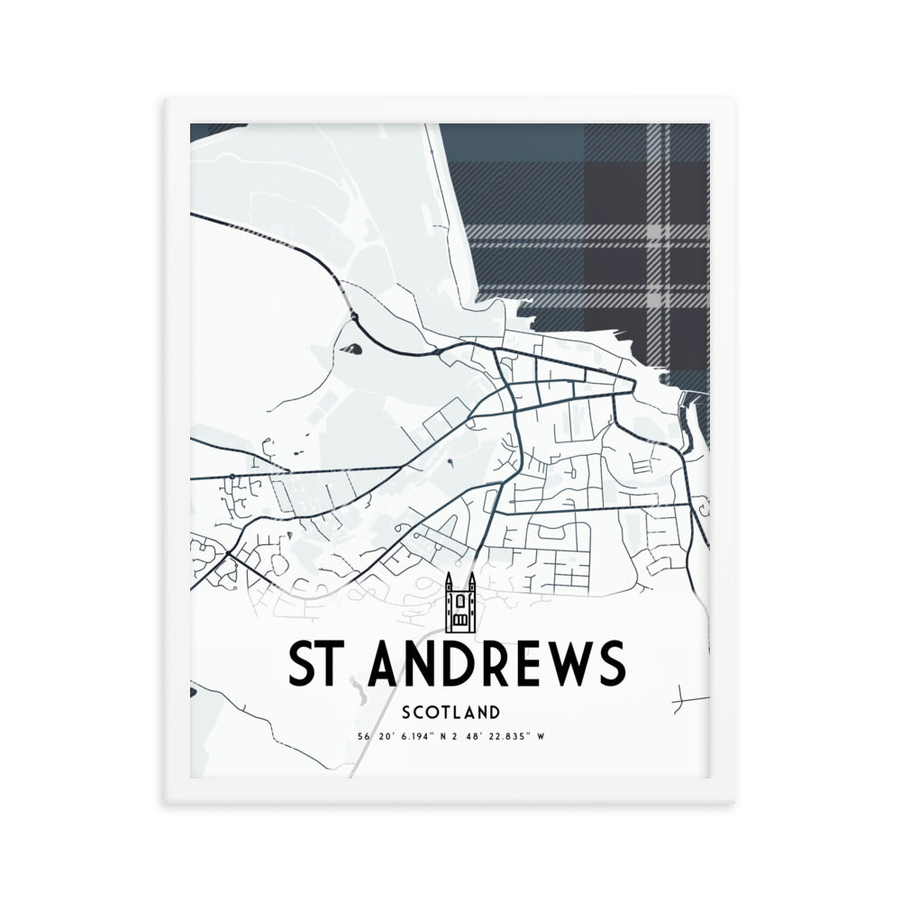 St Andrews Map Framed Print