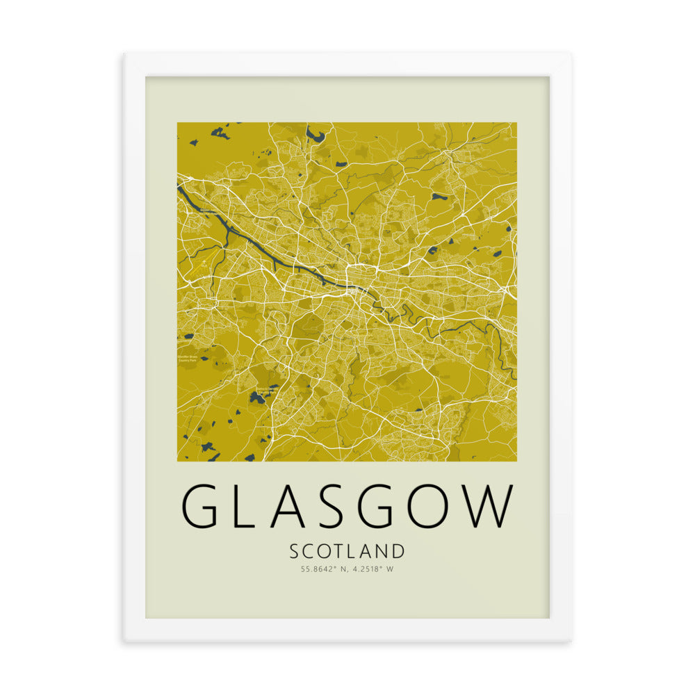 Glasgow Map Framed Print