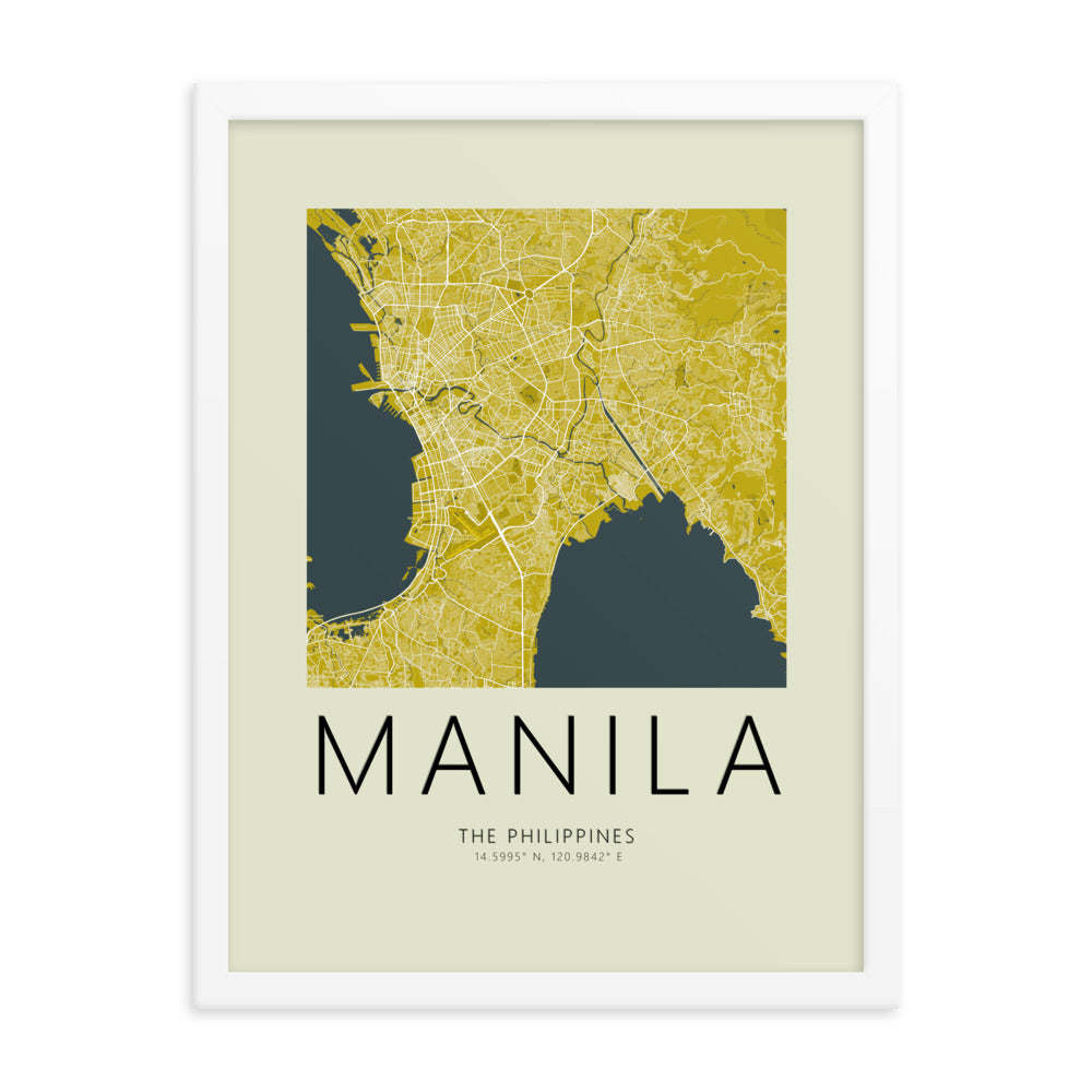 Manila Map Framed Print