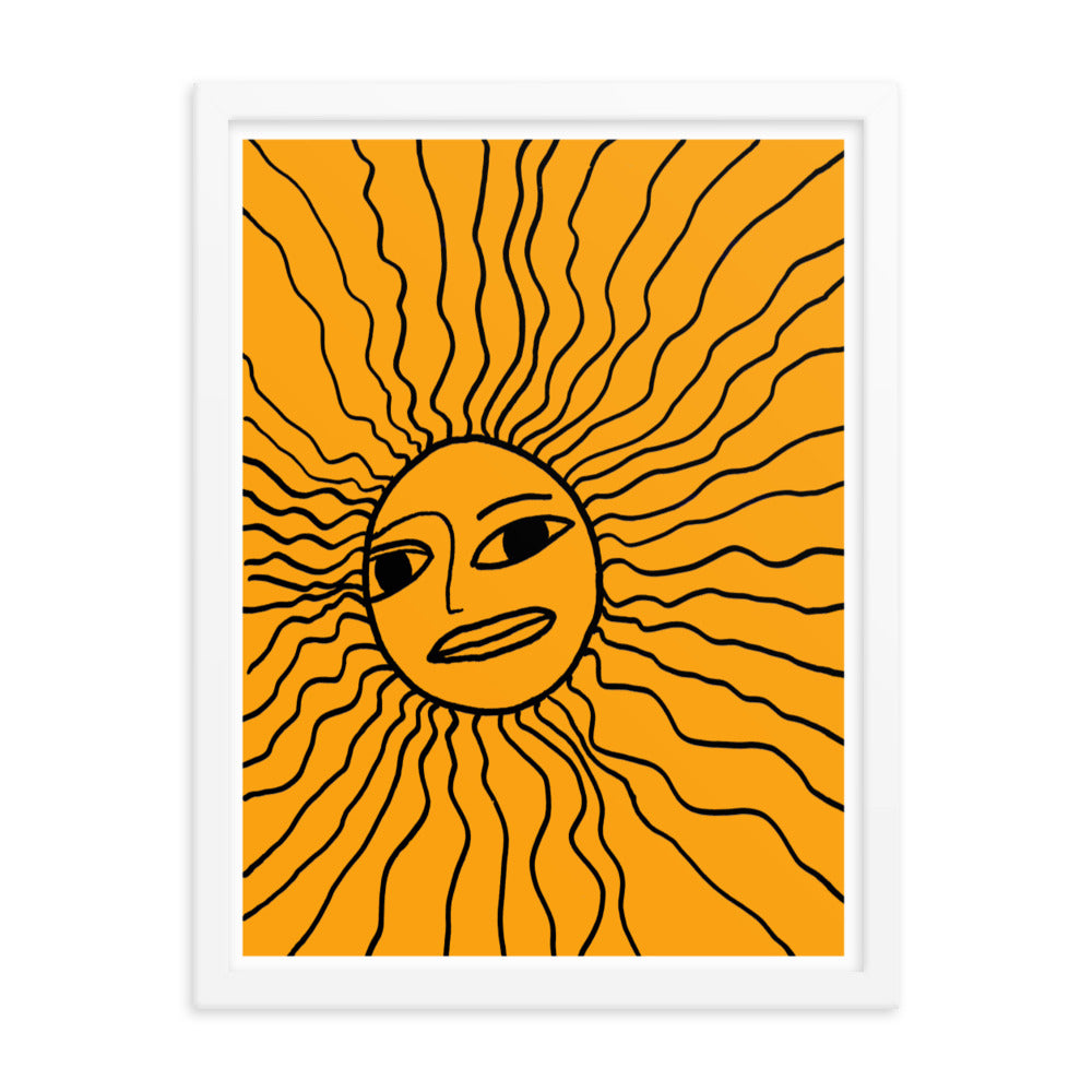 Abstract Doodled Sun Framed Print