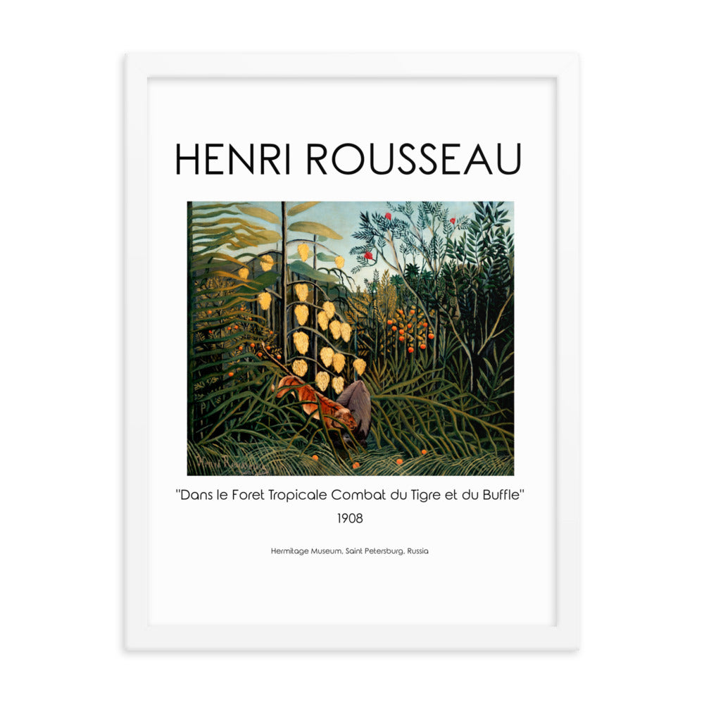 Henri Rousseau - Tropical Forest: Battling Tiger and Buffalo Framed Print