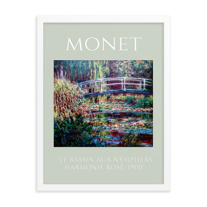 Le Bassin aux nymphéas, harmonie rose by Claude Monet Framed Print