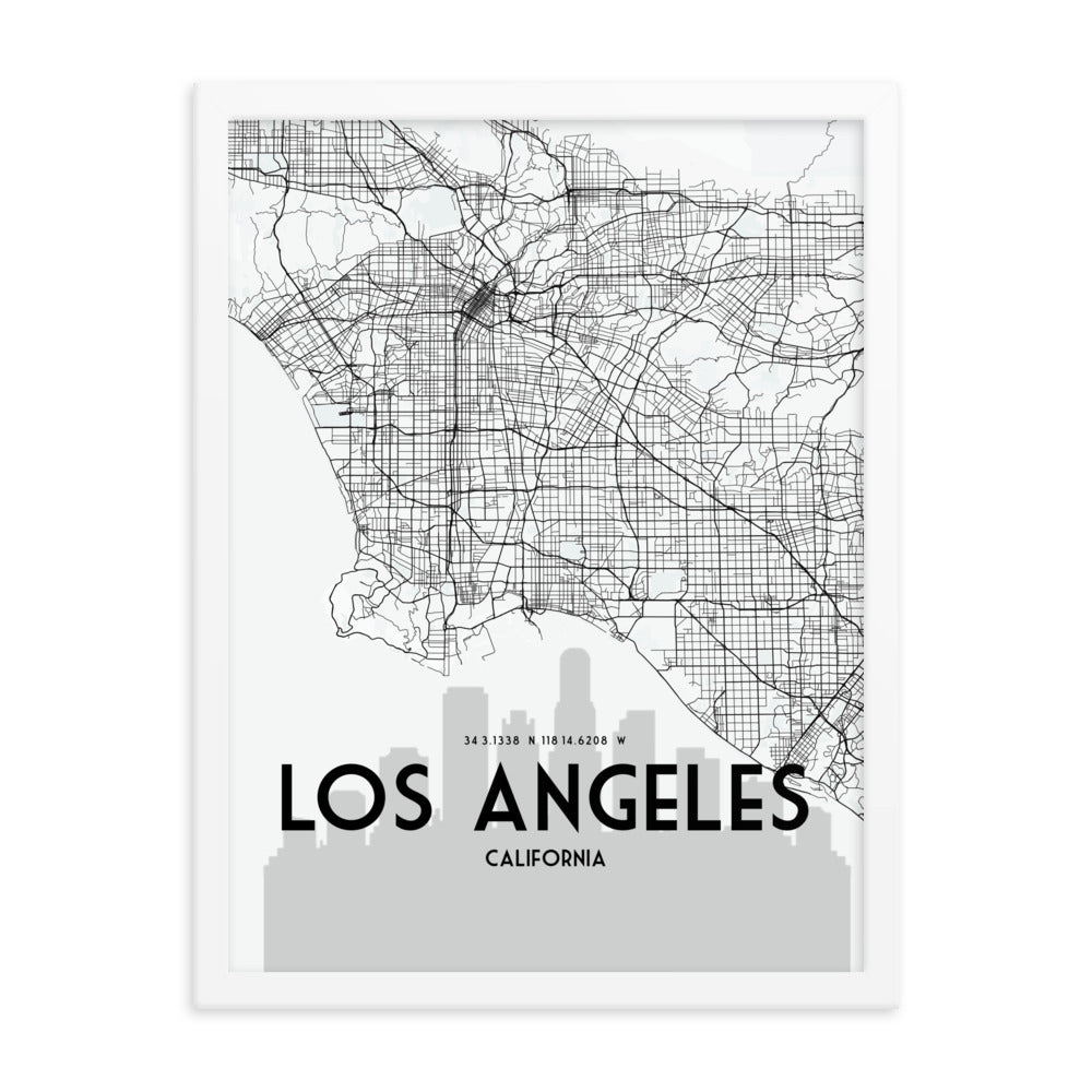 Los Angeles Map Framed Print