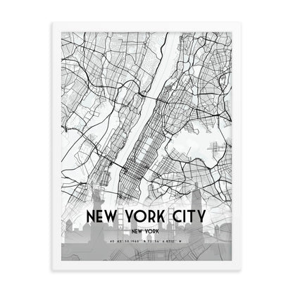 New York City Map Framed Print