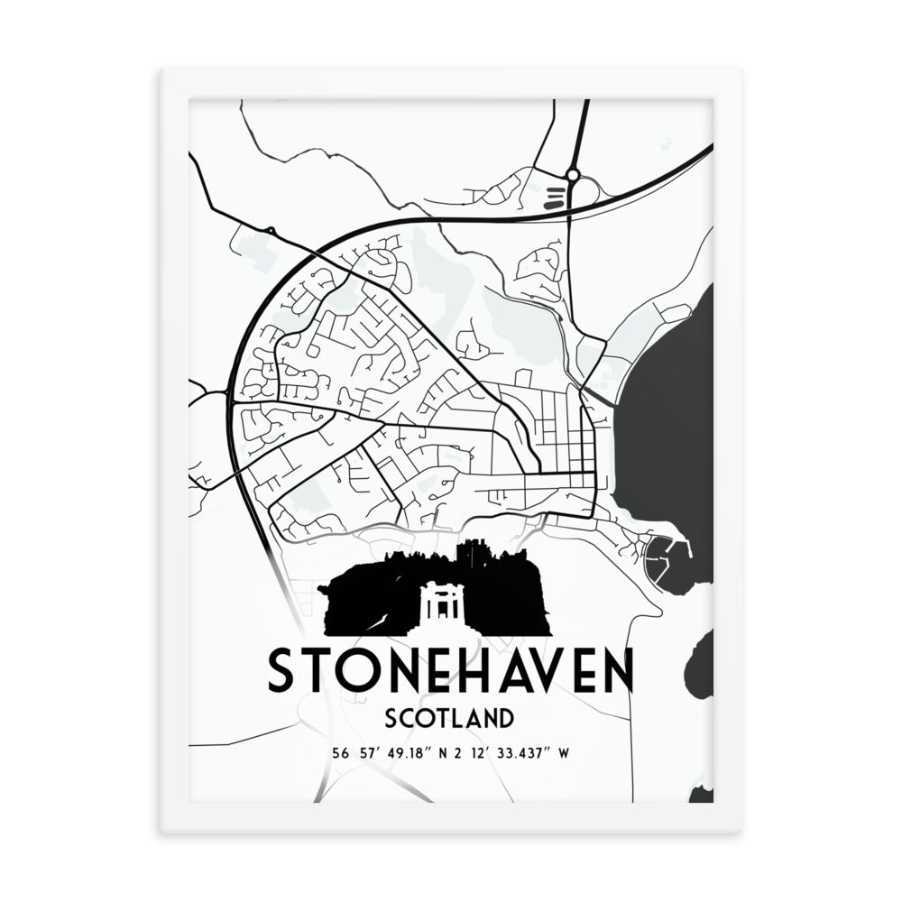 Stonehaven Map Framed Print