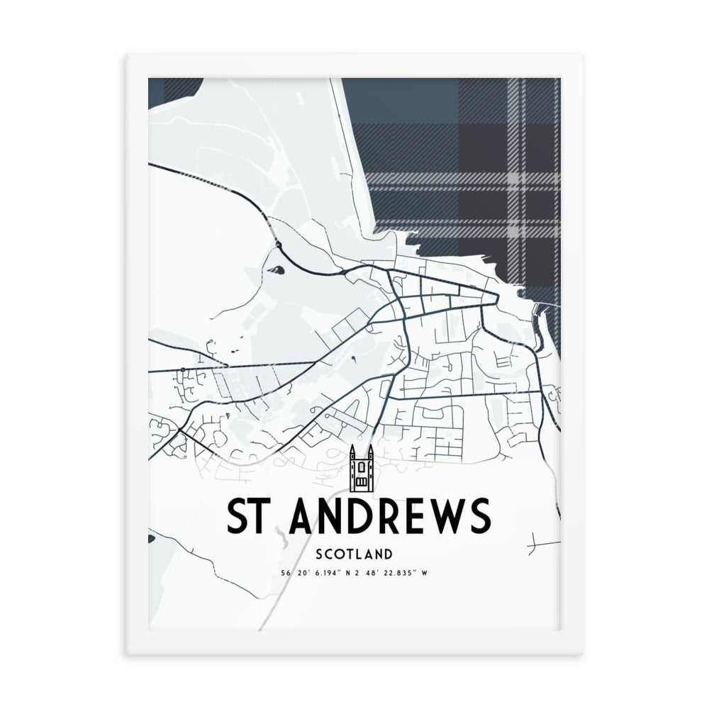 St Andrews Map Framed Print