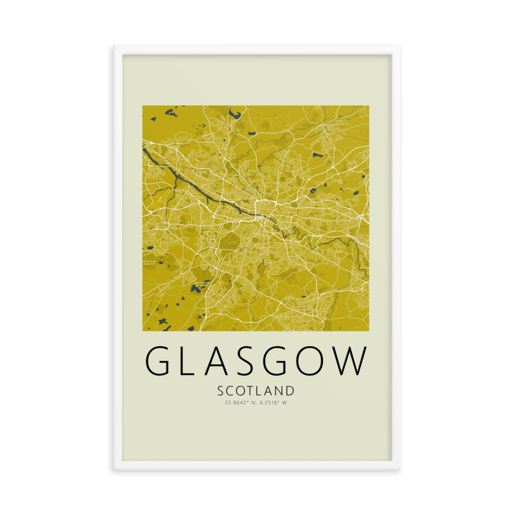 Glasgow Map Framed Print