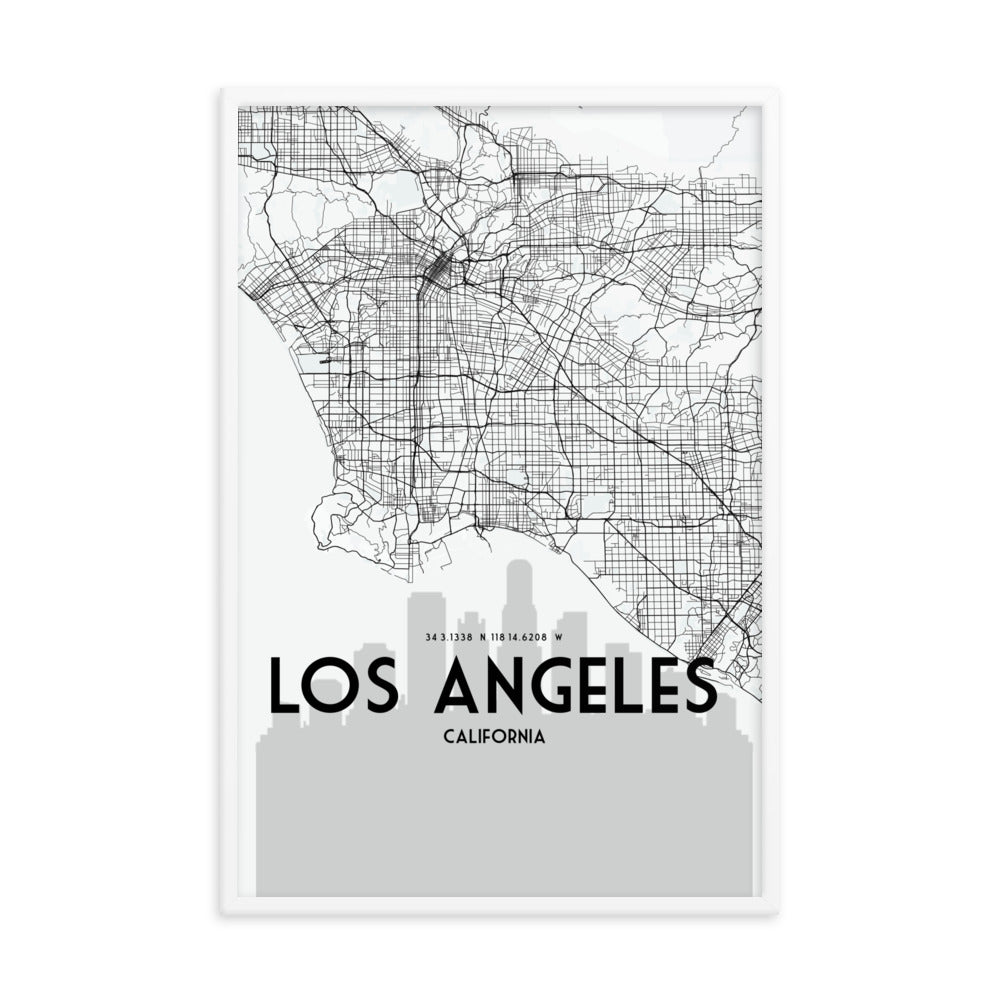 Los Angeles Map Framed Print