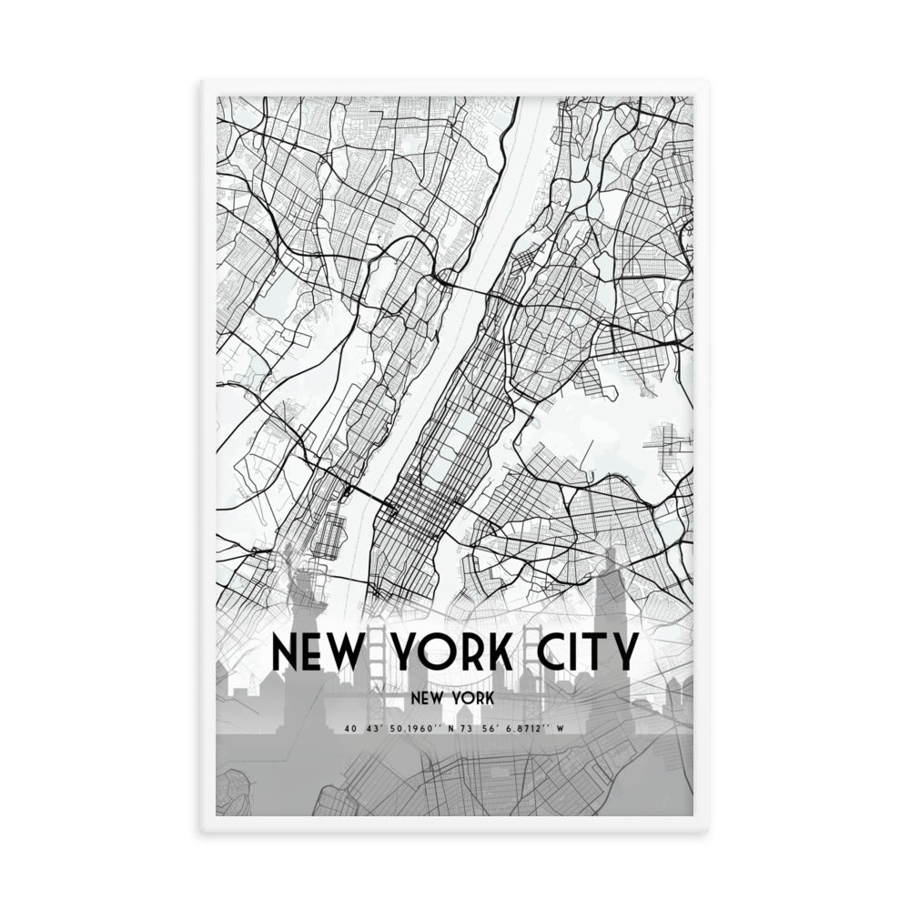 New York City Map Framed Print