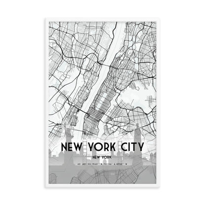 New York City Map Framed Print
