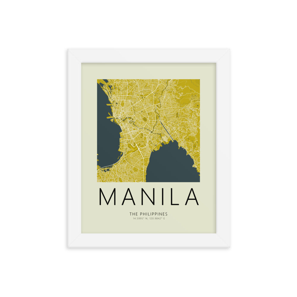 Manila Map Framed Print