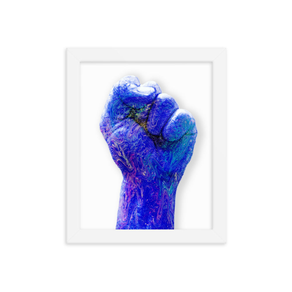 Blue Raised Fist Framed Print