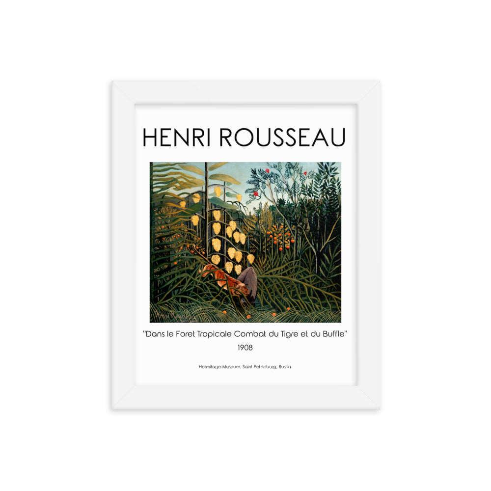 Henri Rousseau - Tropical Forest: Battling Tiger and Buffalo Framed Print