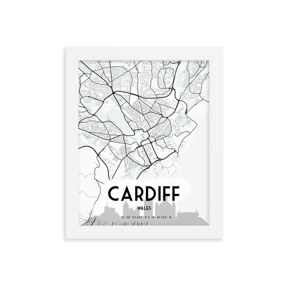 Cardiff Map Framed Print