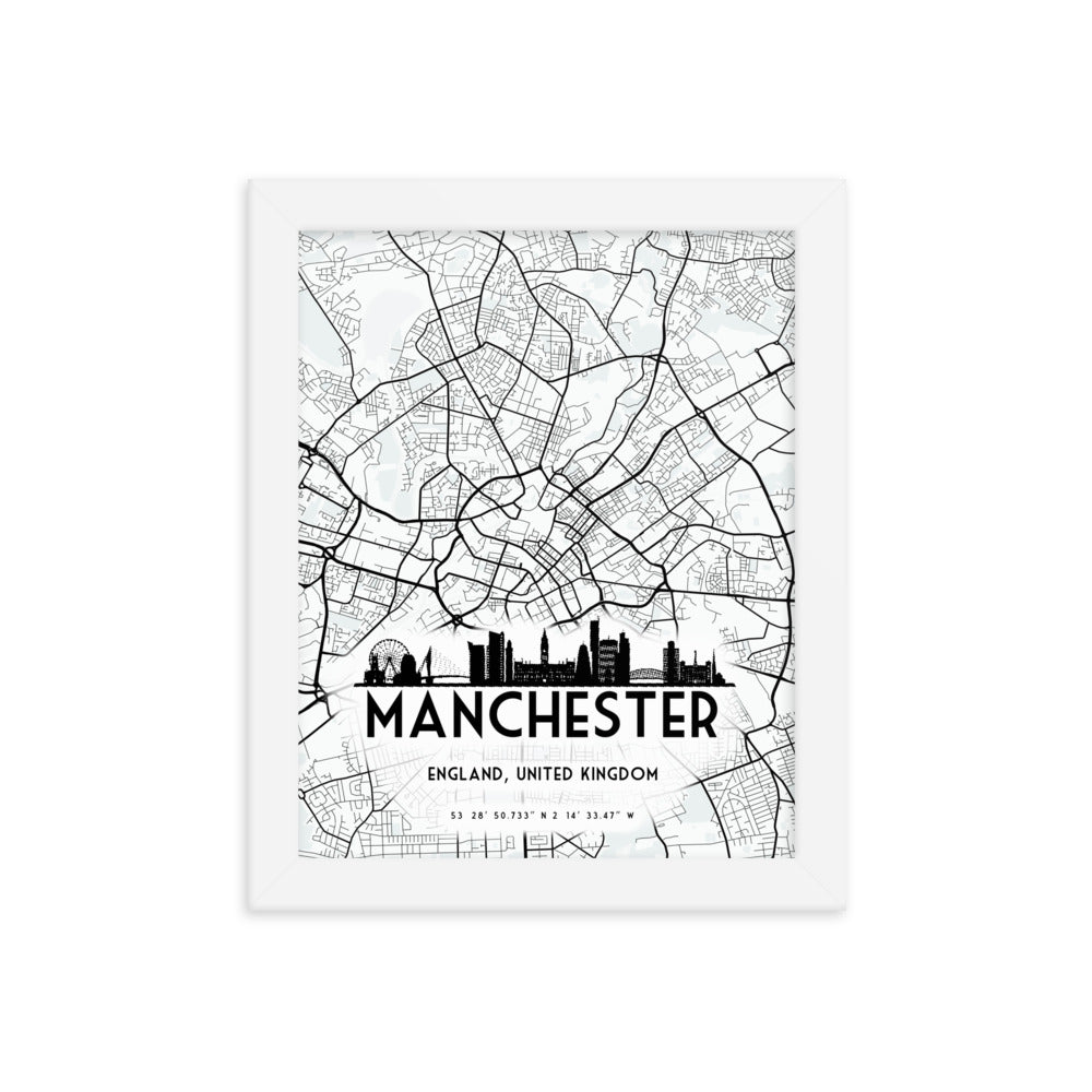 Manchester Map Framed Print