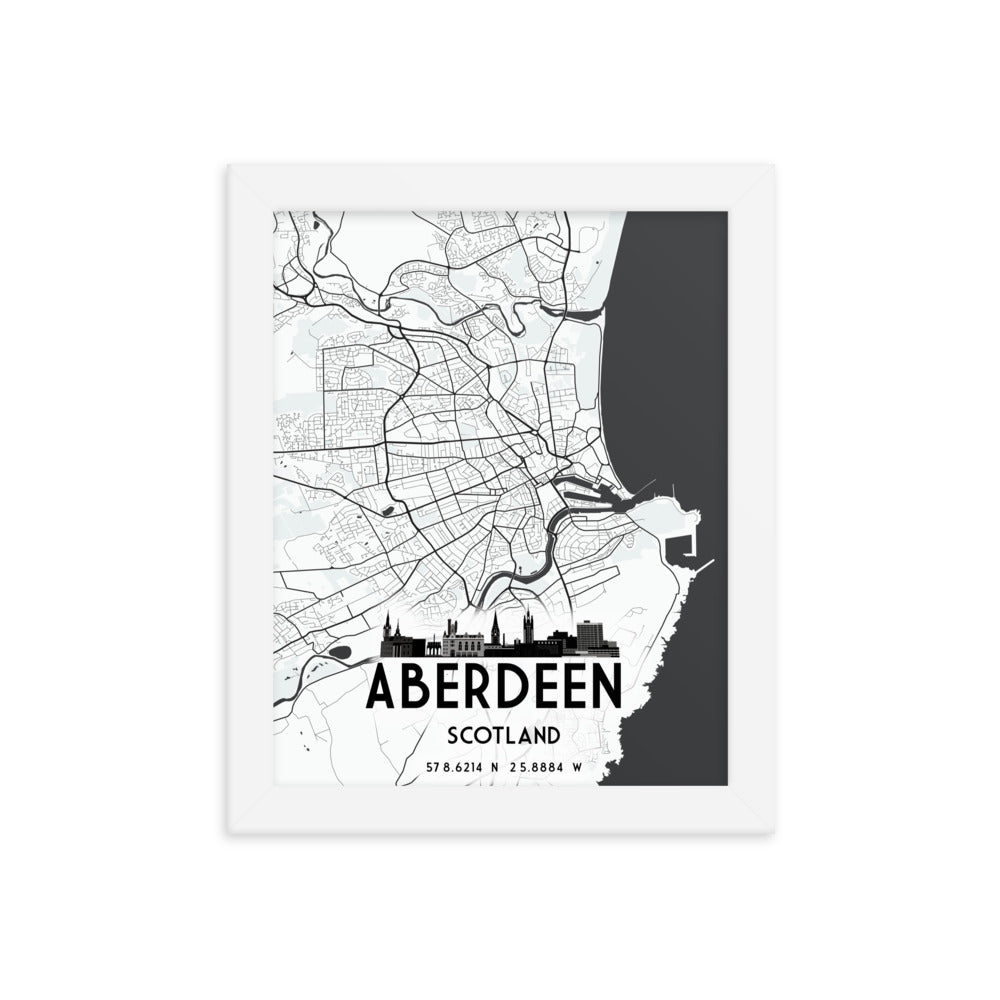 Aberdeen Map Framed Print