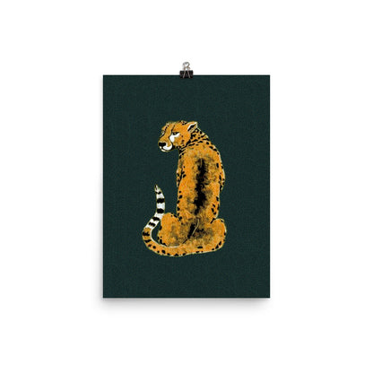 Vintage Tiger on Green Poster Print
