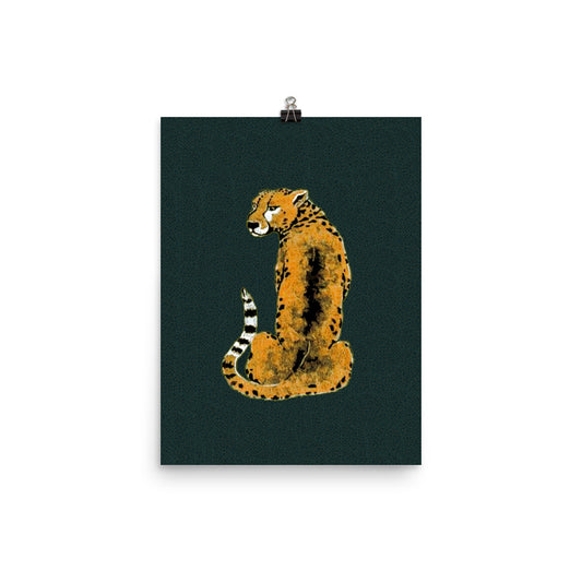 Vintage Tiger on Green Poster Print