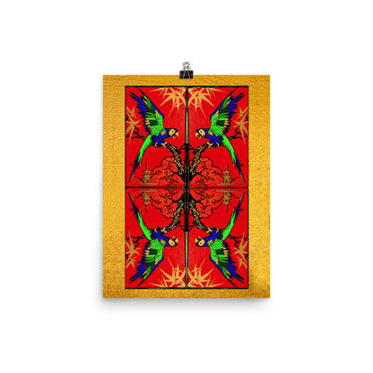 Golden Red Bird Poster Print